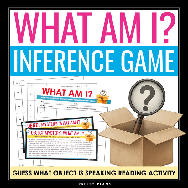 Inference Activity: What Am I? Mystery Object Task Cards Close Reading Game