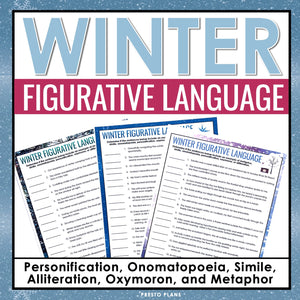 Winter Figurative Language Assignments - Literary Devices Activity