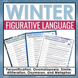 Winter Figurative Language Assignments - Literary Devices Activity