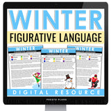 Winter Figurative Language Digital Assignments -  Literary Devices Activity