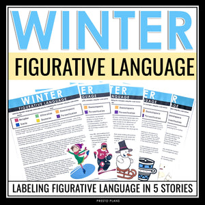 Winter Figurative Language Stories Assignments -  Literary Devices Activity