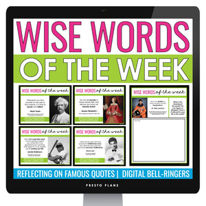 Quote of the Week Bell Ringers - 40 Famous Quotes & Digital Response Assignments