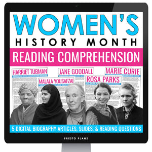 Women’s History Month Digital Reading Comprehension: 5 Articles & Assignments