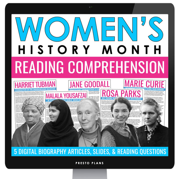 Women’s History Month Digital Reading Comprehension: 5 Articles & Assignments
