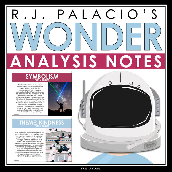Wonder Analysis Notes - Presentation Analyzing Literary Devices - R.J. Palacio