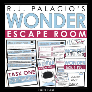 Wonder Escape Room Novel Activity - Breakout Review for R.J. Palacio's Novel