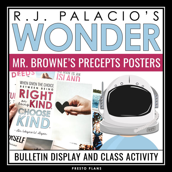 Wonder Precepts Quote Posters - Bulletin Board Display for R.J. Palacio's Novel