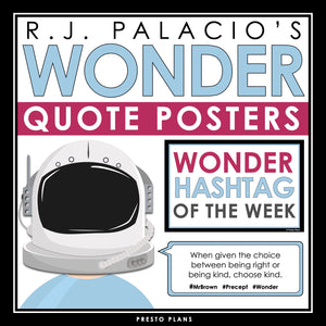 Wonder Posters - Hashtag Quote Bulletin Board Display for R.J. Palacio's Novel