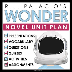 Wonder Unit Plan - R.J Palacio Novel Study Reading Unit