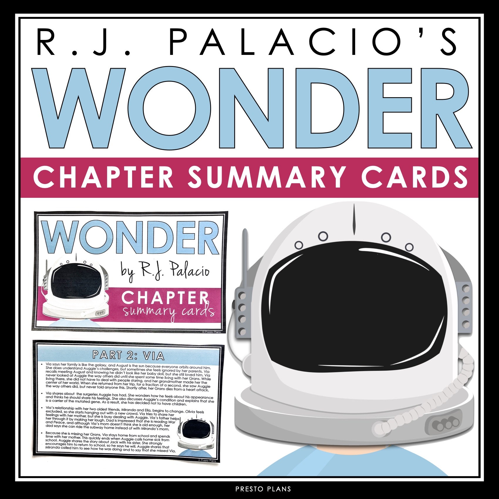 Wonder Chapter Book Graphics Wonder Chapter Summaries - Plot Summary Cards for R. J. Palacio's Nove ...