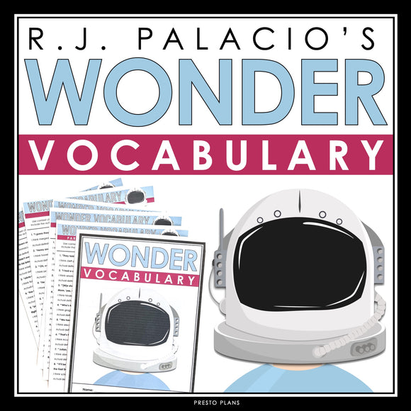 Wonder Vocabulary Booklet, Presentation, and Answer Key with Definitions