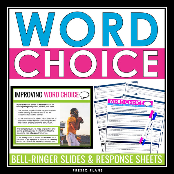 Word Choice Bell Ringers - Improving Vocabulary Weekly Practice Activity Slides