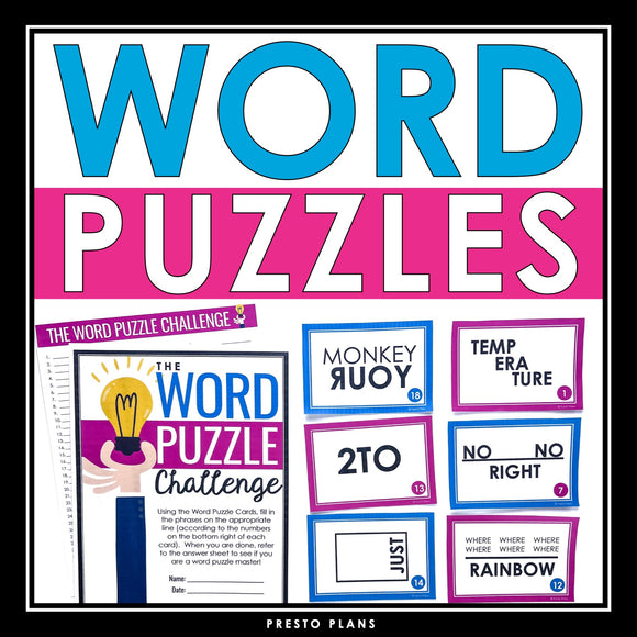 Word Puzzles Brain Teasers - Fun Logic Rebus Puzzles Word Sense Brain Break Game