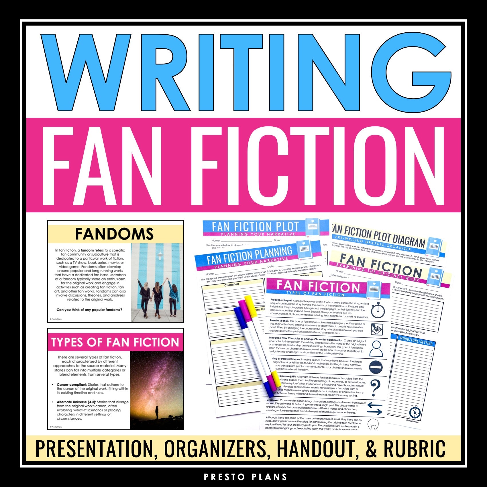 Fan Writing Fan Fiction Writing - Presentation, Handout, and Narrative Graphic Org ...
