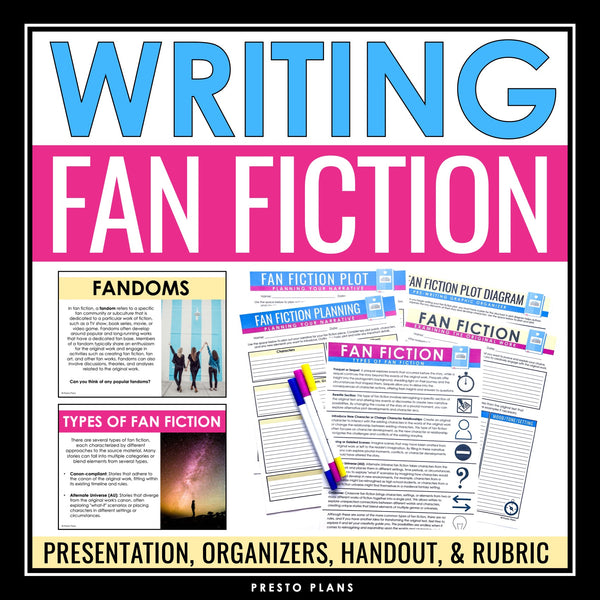 Fan Fiction Writing - Presentation, Handout, and Narrative Graphic Organizers