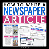 Newspaper Article Writing - Journalism Nonfiction Lesson and Graphic Organizers