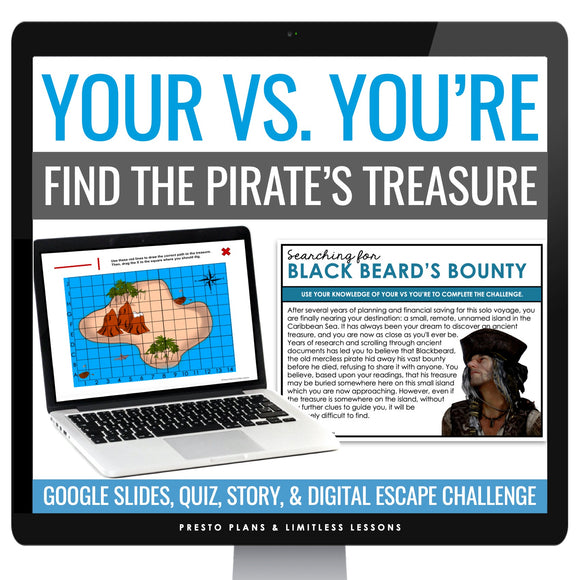 Homophones Escape Room Digital Grammar Game, Slides, & Quiz - You're vs. Your