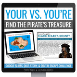 Homophones Escape Room Digital Grammar Game, Slides, & Quiz - You're vs. Your
