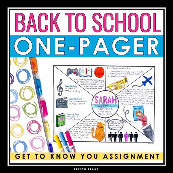 Back to School One Pager - First Week Get to Know You Activity – Presto ...