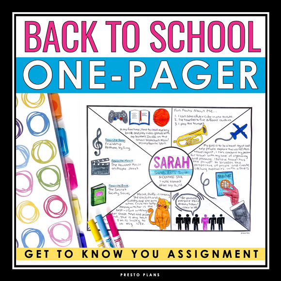 Back to School One Pager - First Week Get to Know You Activity