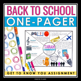 Back to School One Pager - First Week Get to Know You Activity