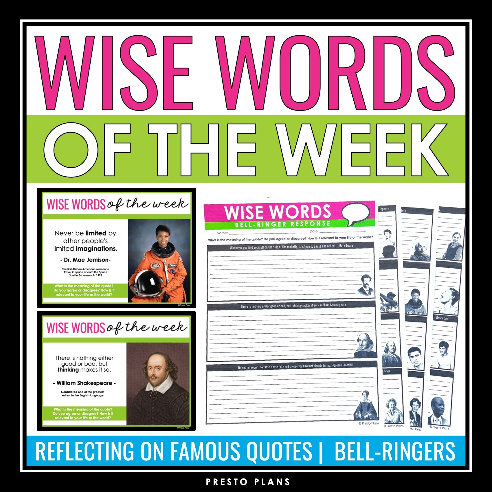 Quote of the Week Bell Ringers - 40 Famous Quotes & Writing Response A ...