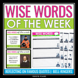 Quote of the Week Bell Ringers - 40 Famous Quotes & Writing Response Assignments