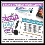 A Wrinkle in Time Activity - Writing a Sonnet Creative Novel Poetry Assignment