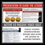 Active and Passive Voice Grammar Activity Escape Room Challenge, Slides, & Quiz