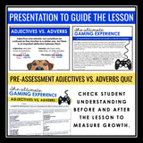 Adjectives and Adverbs Parts of Speech Activity Escape Challenge, Slides, & Quiz