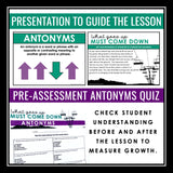 Antonyms Vocabulary Word Activity Escape Challenge, Presentation, and Quiz