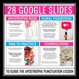 Apostrophes Grammar Rules Punctuation Digital Lesson - Presentation & Activities