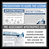 Apostrophes Punctuation Grammar Activity Escape Room Challenge, Slides, & Quiz