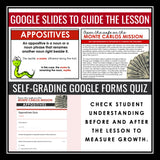 Appositives Escape Room Digital Grammar Activity, Google Slides, and Quiz