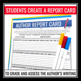 Author Report Card Assignment for Any Novel or Short Story - Story Elements