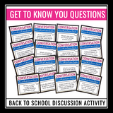 Back to School Get To Know You Discussion Task Cards Activity for Middle School