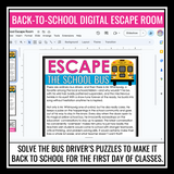 Digital Back to School Escape Room - Escape the School Bus Teambuilder Icebreaker