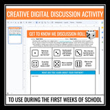 Back to School Activity - Discussion First Day Get to Know You Digital Game