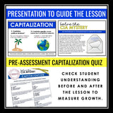 Capitalization Escape Room Punctuation Practice Activity, Presentation, and Quiz