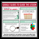 Cause and Effect Presentation & Nonfiction Escape Room Digital Reading Activity