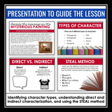 Character Types Steal Characterization Slides & Reading Escape Room Activity