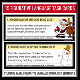 Christmas Figurative Language Activity - Literary Devices Holiday Task Cards