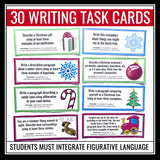 Christmas Figurative Language Writing Task Cards - Holiday Writing Prompts