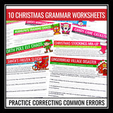 Christmas Grammar Worksheets - Editing Punctuation, Spelling, & Grammar Activity