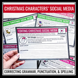 Christmas Grammar Activity - Editing Errors in Holiday Characters' Social Media