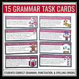 Christmas Grammar Activity - Editing Grammar Errors in Holiday Task Cards