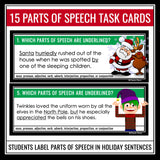 Christmas Parts of Speech Task Cards Activity - Labeling Holiday Parts of Speech