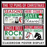 Christmas Posters - The 12 Days of Christmas Puns Funny Holiday Bulletin Board