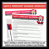 Christmas Grammar Worksheet Assignment Grammar Activity - Santa’s Workshop