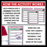 Christmas Writing Activity - Snowball Writing Collaborative Poetry Writing